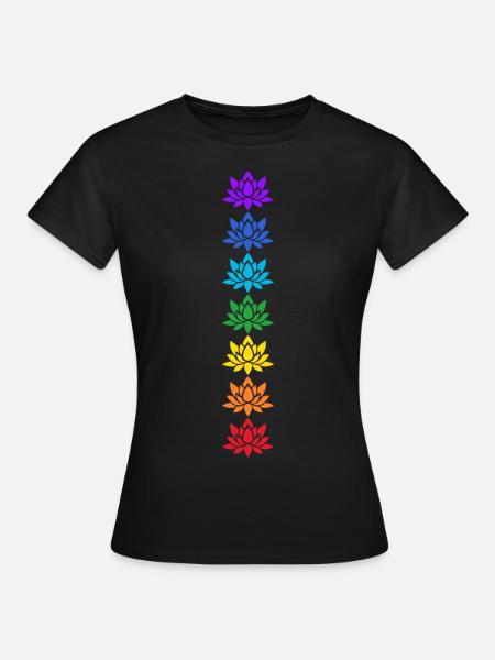 Lotus blomst chakras yoga chakra lotus blomst - T-skjorte for kvinner - svart