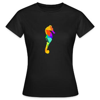 Hippocampe Animaux de la mer Arc-en-ciel Animaux Polygone - T-shirt Femme - noir - Devant - AI Model Female 172 dark (172cm)
