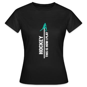 Feldhockey Hockey Penalty Hockeyzone - Frauen T-Shirt - Schwarz - Vorne - AI Model Female 172 dark (172cm)