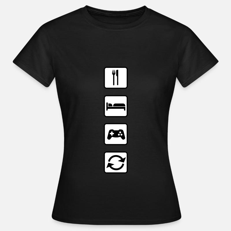 Eat Sleep Game Repeat - T-shirt Femme - noir