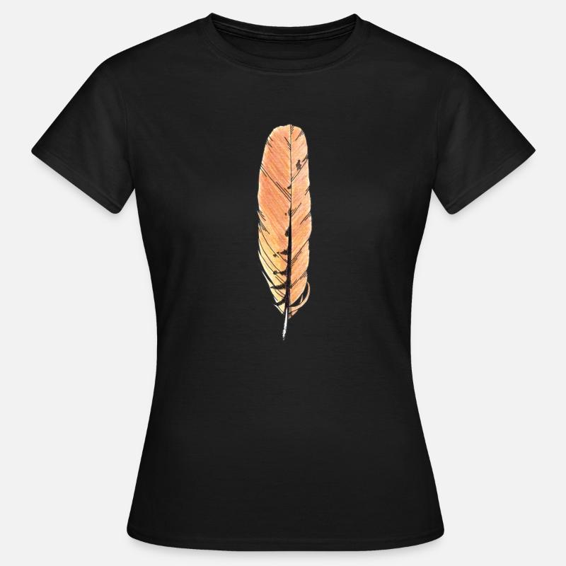Big Feather Orange Hand-drawn (Red Kite) - Women's T-Shirt - black
