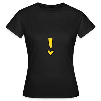 Point d'exclamation jaune - T-shirt Femme - noir - Devant - AI Model Female 172 dark (172cm)