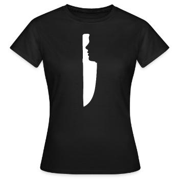 Illusion eines Messers mit Gesicht im Griff - Frauen T-Shirt - Schwarz - Vorne - AI Model Female 172 dark (172cm)