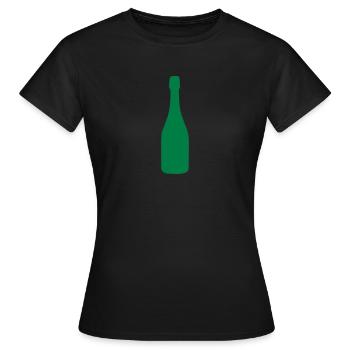 Sekt - Flasche - Frauen T-Shirt - Schwarz - Vorne - AI Model Female 172 dark (172cm)