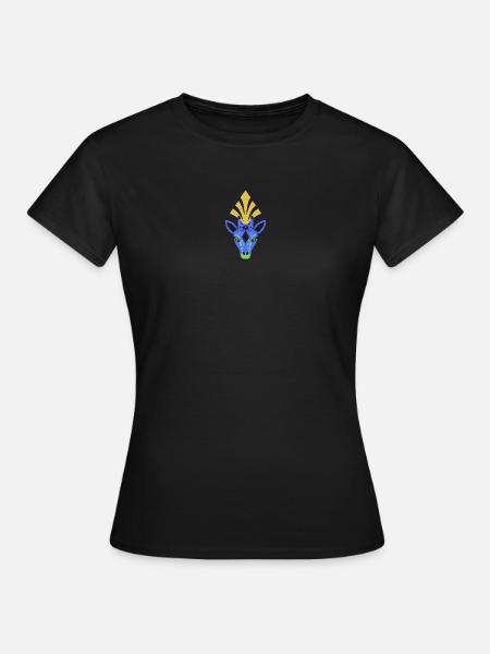 Blaue Giraffe mit Kopfschmuck - Frauen T-Shirt - Schwarz