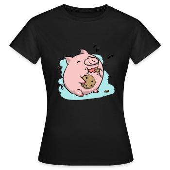 Biscuit pig - Women's T-Shirt - black - Front - AI Model Female 172 dark (172cm)