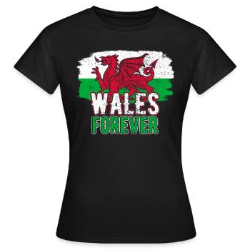 Wales - Women's T-Shirt - black - Front - AI Model Female 172 dark (172cm)