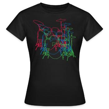 Trommel - Frauen T-Shirt - Schwarz - Vorne - AI Model Female 172 dark (172cm)