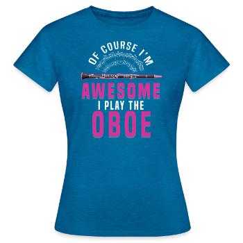 Oboe - Frauen T-Shirt - Antikblaues Saphir meliert - Vorne - AI Model Female 172 dark (172cm)