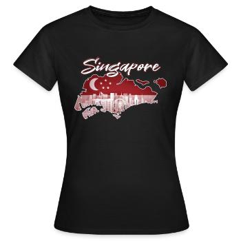 Singapur - Frauen T-Shirt - Schwarz - Vorne - AI Model Female 172 dark (172cm)