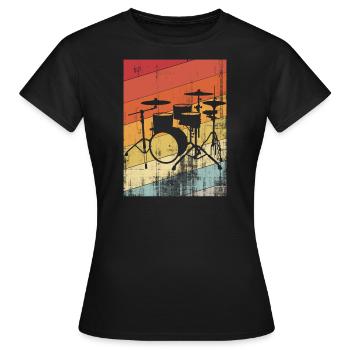 Vintage-Trommel - Frauen T-Shirt - Schwarz - Vorne - AI Model Female 172 dark (172cm)