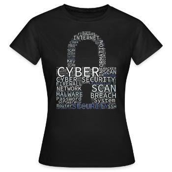 Cybersécurité Wordcloud Cadenas - T-shirt Femme - noir - Devant - AI Model Female 172 dark (172cm)