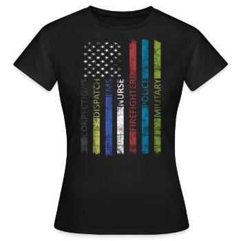 Amerikanische Flagge - Patriotisch - Frauen T-Shirt - Schwarz - Vorne - AI Model Female 172 dark (172cm)
