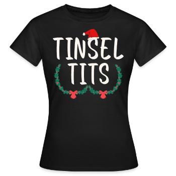 Tinsel Tits And Jingle Balls - Drôle de Noël - T-shirt Femme - noir - Devant - AI Model Female 172 dark (172cm)