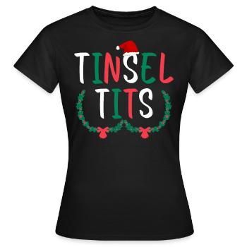 Tinsel Tits And Jingle Balls - Funny Christmas - Women's T-Shirt - black - Front - AI Model Female 172 dark (172cm)