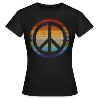 Symbole de la paix Rétro - T-shirt Femme - noir - Devant - AI Model Female 172 dark (172cm)