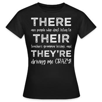 Là ils sont - Grammaire drôle - T-shirt Femme - noir - Devant - AI Model Female 172 dark (172cm)
