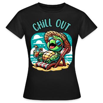 Tortue Chill Out - T-shirt Femme - noir - Devant - AI Model Female 172 dark (172cm)