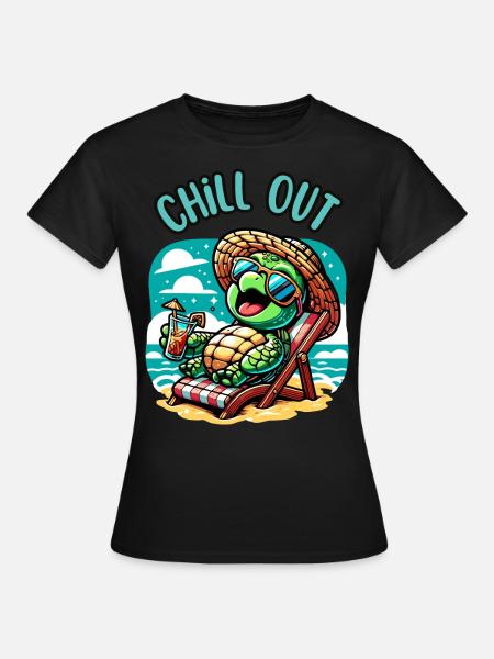 Schildkröte Chill Out - Frauen T-Shirt - Schwarz