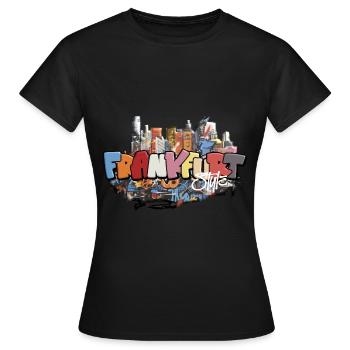Frankfurt Ghetto Style Graffiti Airbrush Design - Frauen T-Shirt - Schwarz - Vorne - AI Model Female 172 dark (172cm)
