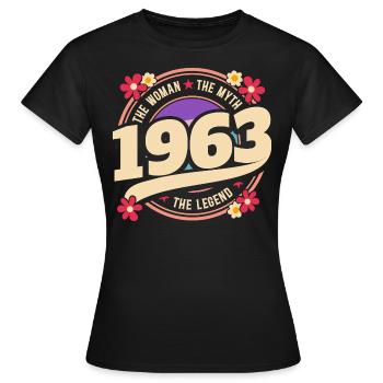 Femme 1963 La Légende 60 Ans Anniversaire - T-shirt Femme - noir - Devant - AI Model Female 172 dark (172cm)