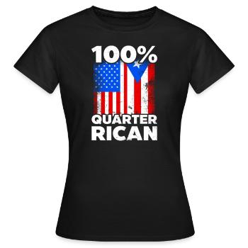 Portoricain traditionnel 100% Quarter Rican - T-shirt Femme - noir - Devant - AI Model Female 172 dark (172cm)
