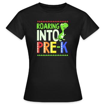 Le premier jour d’école rugit dans la prématernelle - T-shirt Femme - noir - Devant - AI Model Female 172 dark (172cm)