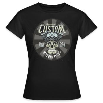 American Custom Motorcycles mit Strahlen - Frauen T-Shirt - Schwarz - Vorne - AI Model Female 172 dark (172cm)