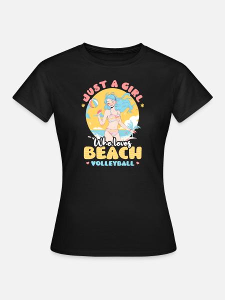 Beachvolleyball-Mädchen liebt Beachvolleyball - Frauen T-Shirt - Schwarz