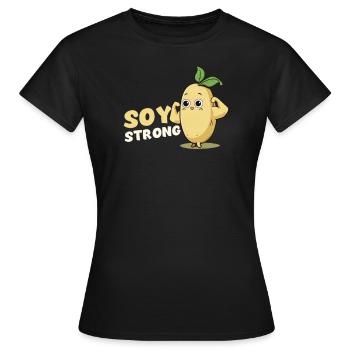 Veganer Sportler Soja Starker Flexbizeps - Frauen T-Shirt - Schwarz - Vorne - AI Model Female 172 dark (172cm)