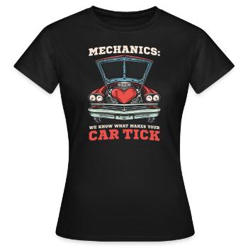 Automechaniker Wir wissen, wie Ihr Auto tickt - Frauen T-Shirt - Schwarz - Vorne - AI Model Female 172 dark (172cm)
