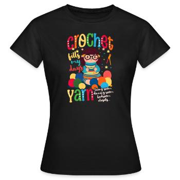 Journée des remplissages au crochet - T-shirt Femme - noir - Devant - AI Model Female 172 dark (172cm)