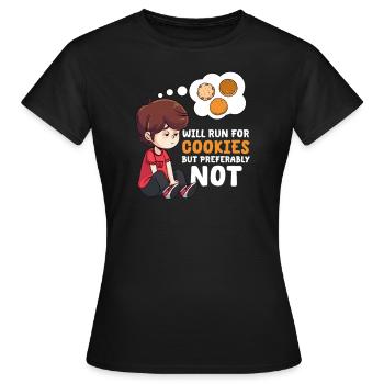 Cookie Lover courra pour les cookies mais de préférence N - T-shirt Femme - noir - Devant - AI Model Female 172 dark (172cm)