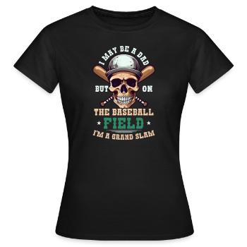 Baseball Papa Papa Sur Le Terrain Grand Chelem - T-shirt Femme - noir - Devant - AI Model Female 172 dark (172cm)