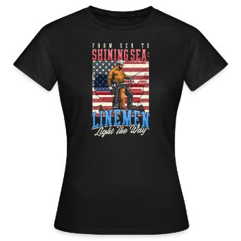 Patriotischer Lineman Sea to Shining Sea Light der Weg - Frauen T-Shirt - Schwarz - Vorne - AI Model Female 172 dark (172cm)