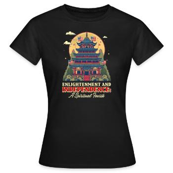 Patriotische buddhistische Erleuchtung und Unabhängigkeit - Frauen T-Shirt - Schwarz - Vorne - AI Model Female 172 dark (172cm)