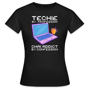 Beruf des amerikanischen Indianers und Technikfreaks, Chai-Geständnis - Frauen T-Shirt - Schwarz - Vorne - AI Model Female 172 dark (172cm)