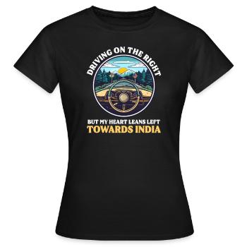 American Indian Driving Right Heart Leans Left Ind - Women's T-Shirt - black - Front - AI Model Female 172 dark (172cm)