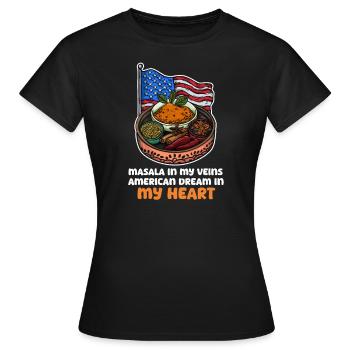 American Indian Masala Veins American Dream Heart - Women's T-Shirt - black - Front - AI Model Female 172 dark (172cm)