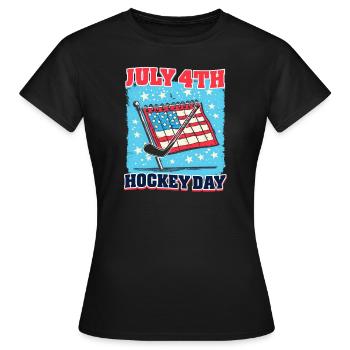 4. Juli Hockey 4. Juli: Hockey Day - Frauen T-Shirt - Schwarz - Vorne - AI Model Female 172 dark (172cm)