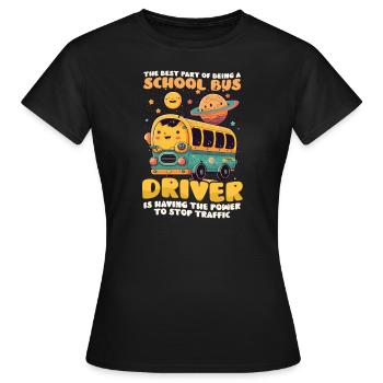 Busfahrer mit Stromstopp Verkehr - Frauen T-Shirt - Schwarz - Vorne - AI Model Female 172 dark (172cm)