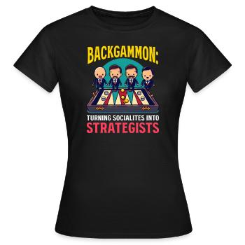 Funny Backgammon Turning Socialites into Strategis - Women's T-Shirt - black - Front - AI Model Female 172 dark (172cm)