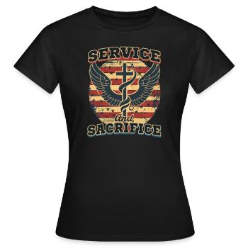 Service et sacrifice d’infirmière VA - T-shirt Femme - noir - Devant - AI Model Female 172 dark (172cm)