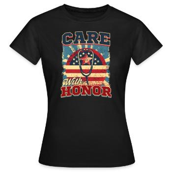 VA Krankenschwester Pflege mit Ehre - Frauen T-Shirt - Schwarz - Vorne - AI Model Female 172 dark (172cm)