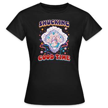 Écailler les huîtres bon temps - T-shirt Femme - noir - Devant - AI Model Female 172 dark (172cm)