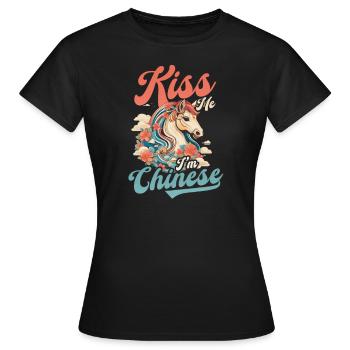 Chinois Embrasse-moi Je suis Chinois - T-shirt Femme - noir - Devant - AI Model Female 172 dark (172cm)