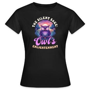 Spirituelle Eule Der stille Weise: Die Erleuchtung der Eule - Frauen T-Shirt - Schwarz - Vorne - AI Model Female 172 dark (172cm)