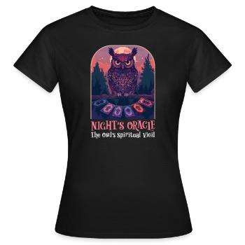 Oracle de la nuit du hibou spirituel Veillée spirituelle du hibou - T-shirt Femme - noir - Devant - AI Model Female 172 dark (172cm)