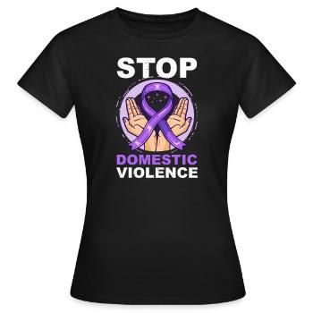 Violence domestique Stop Violence domestique - T-shirt Femme - noir - Devant - AI Model Female 172 dark (172cm)