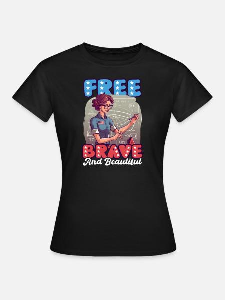 4. Juli Mathelehrer Kostenlos Mutig Schön - Frauen T-Shirt - Schwarz